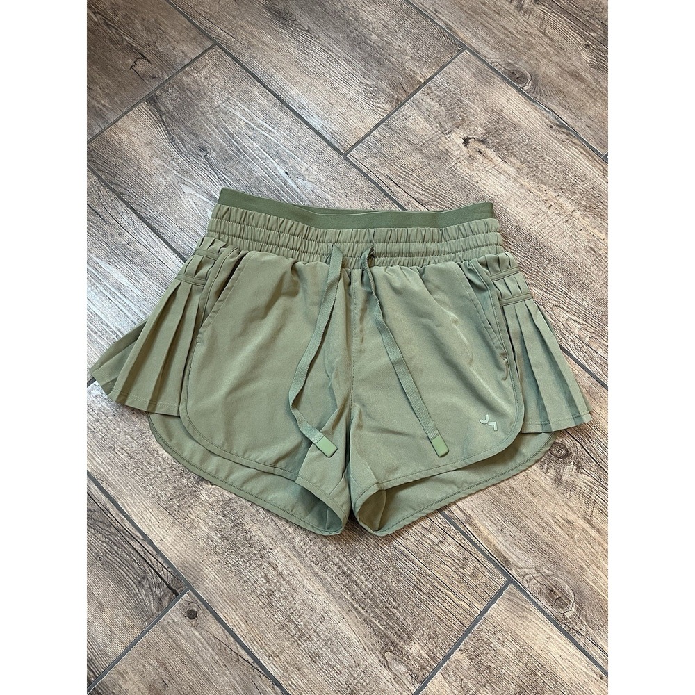 Women's High-Rise Pleated Side Shorts 2.5" Built in Brief JoyLab Olive Green XS‎